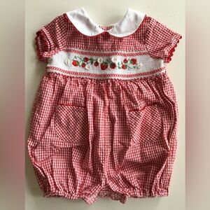 Vintage BT Kids Smocked Strawberry Romper